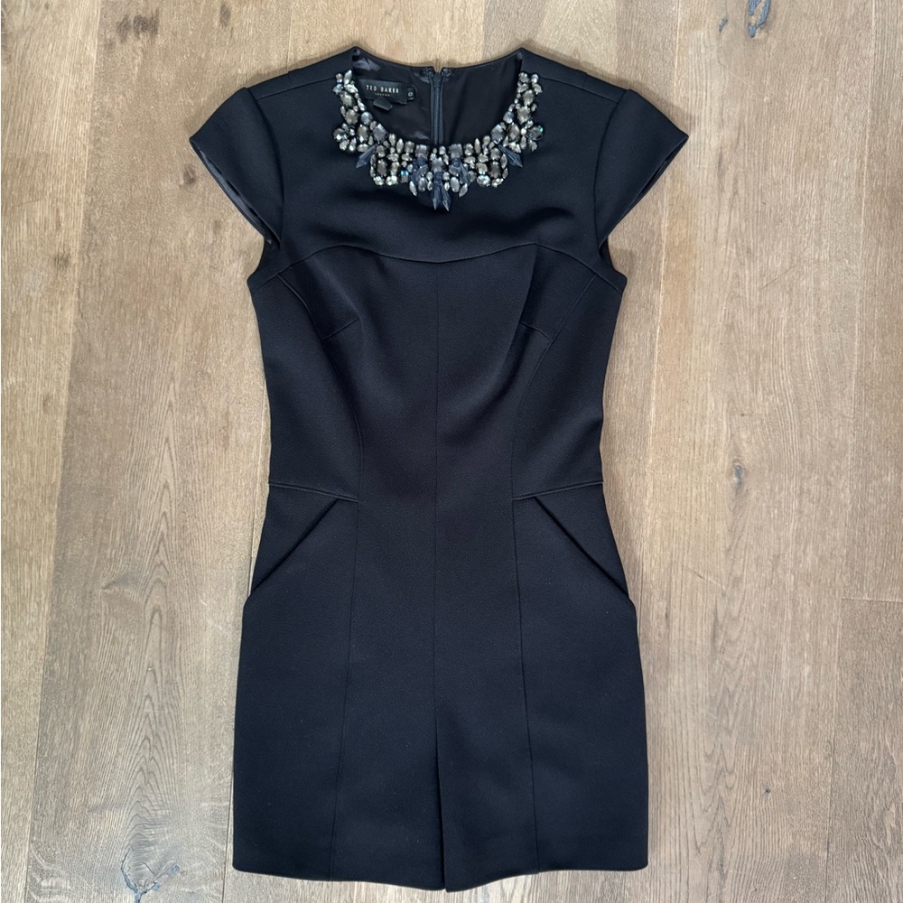 Ted Baker Black romper with Embellished Neckline